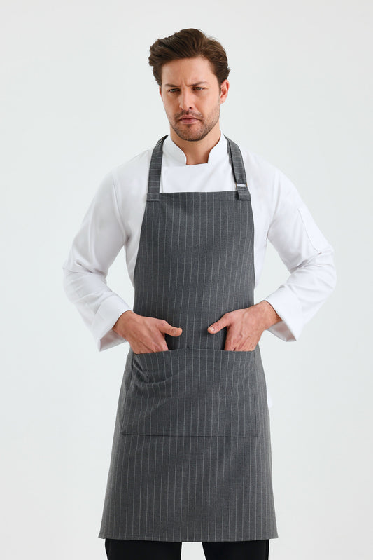 Çizgili Gri Boydan Önlük