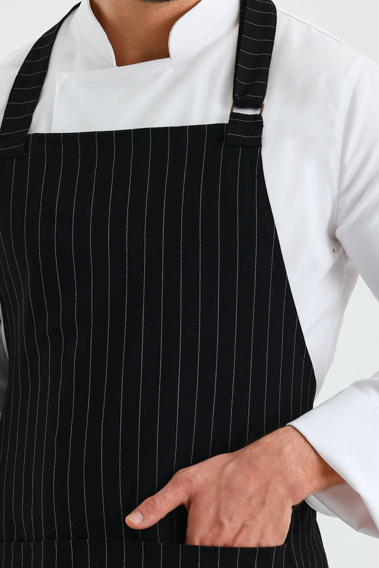 Çizgili Siyah Boydan Önlük