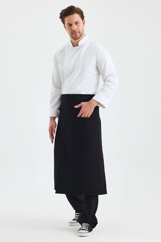 Yırtmaçlı Belden Siyah Önlük