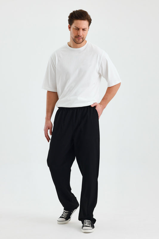 Belden Lastikli Siyah Pantolon