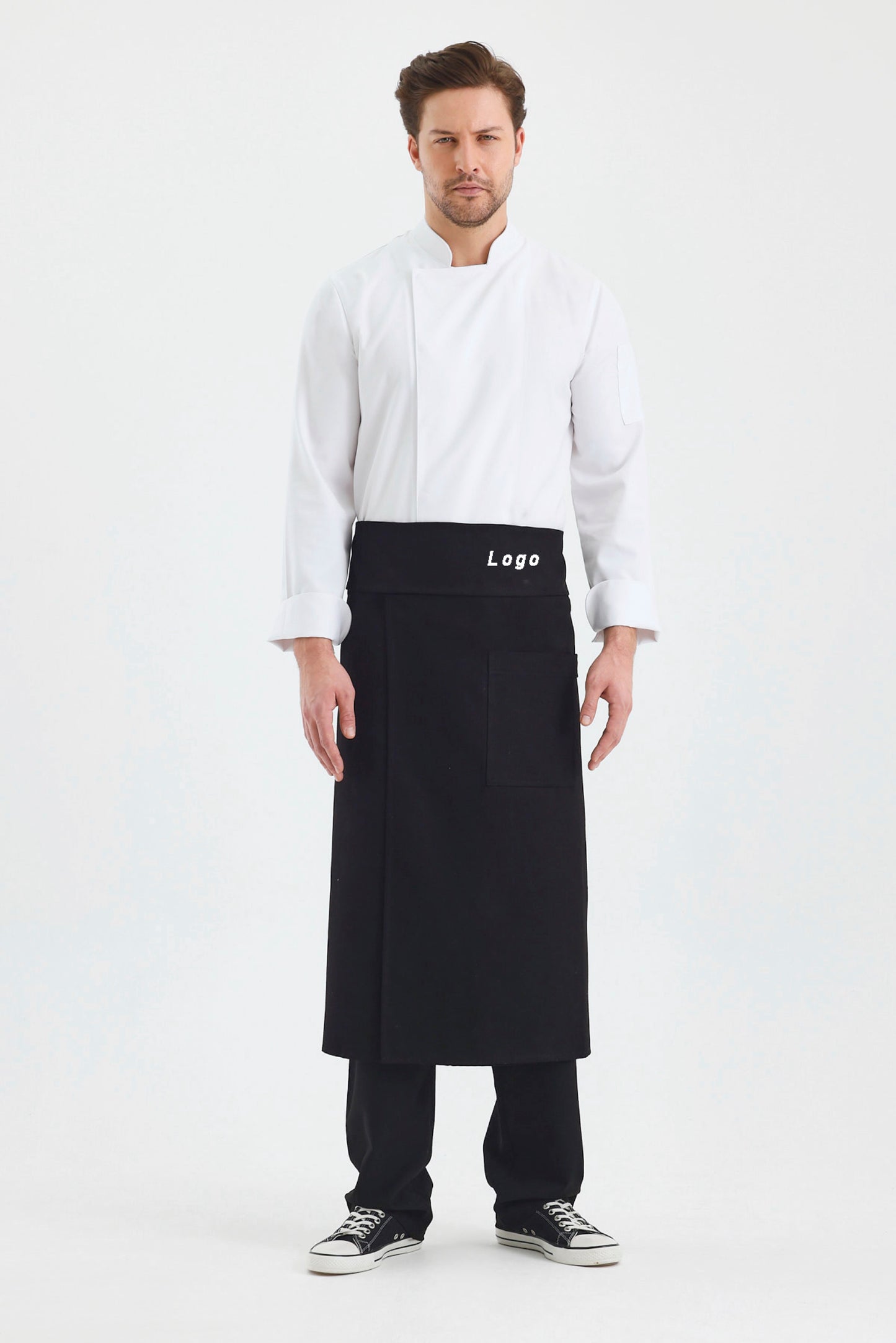 Yırtmaçlı Belden Siyah Önlük