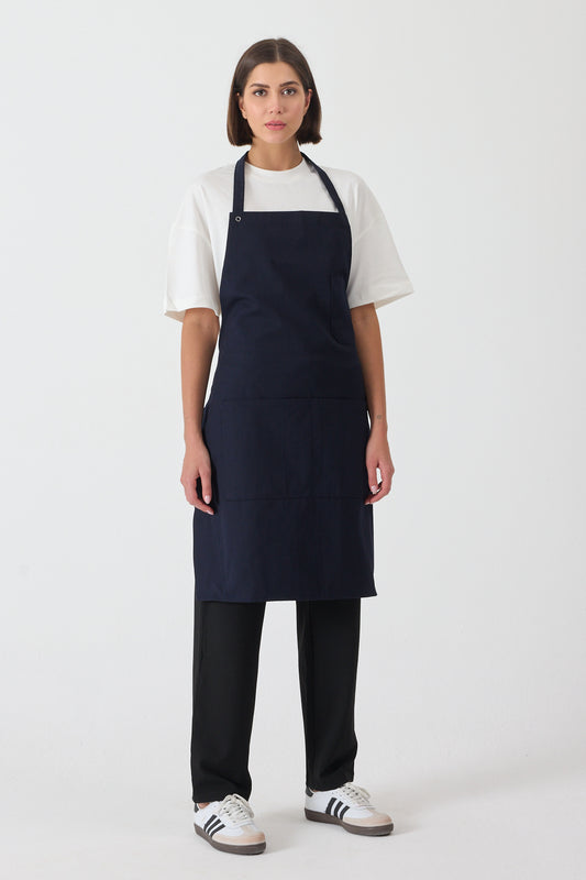 Ayarlanabilir Boyun Askılı 3 Cepli Önlük Koyu Lacivert