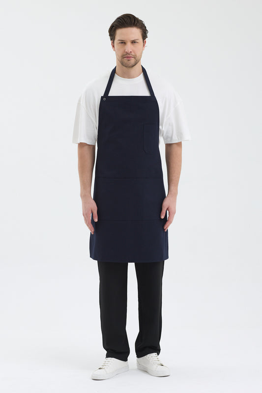 Ayarlanabilir Boyun Askılı 3 Cepli Önlük Koyu Lacivert