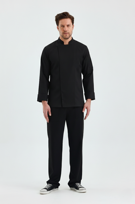 Hakim Yaka Unisex Şef Ceketi Siyah