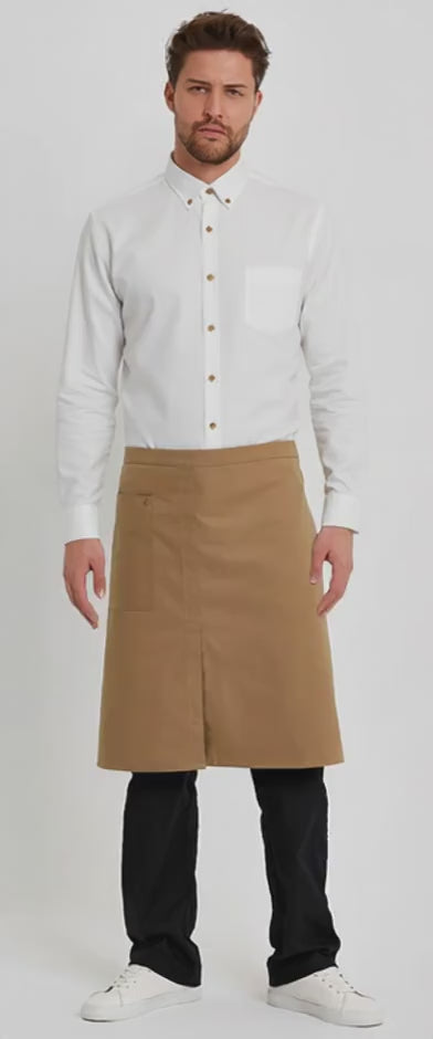 Yırtmaçlı Belden Bağlama Bej Önlük