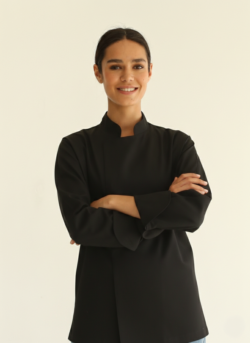 Hakim Yaka Unisex Şef Ceketi Siyah
