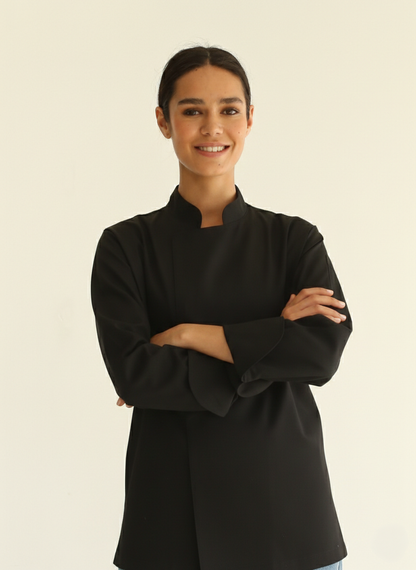 Hakim Yaka Unisex Şef Ceketi Siyah